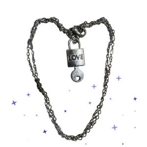 Silver Tone Love Padlock Necklace